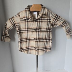 Old Navy Plaid Kids Shirt - Tan and Black
